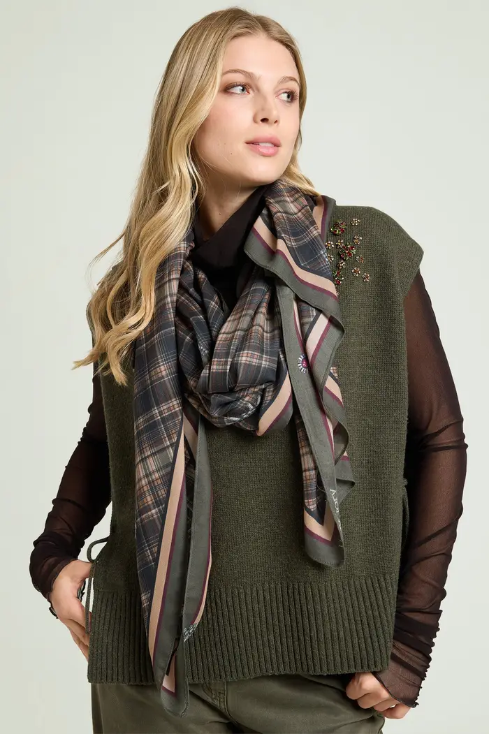 Luisa Viola SCIARPA-FOULARD CON STAMPA MADRAS Donna