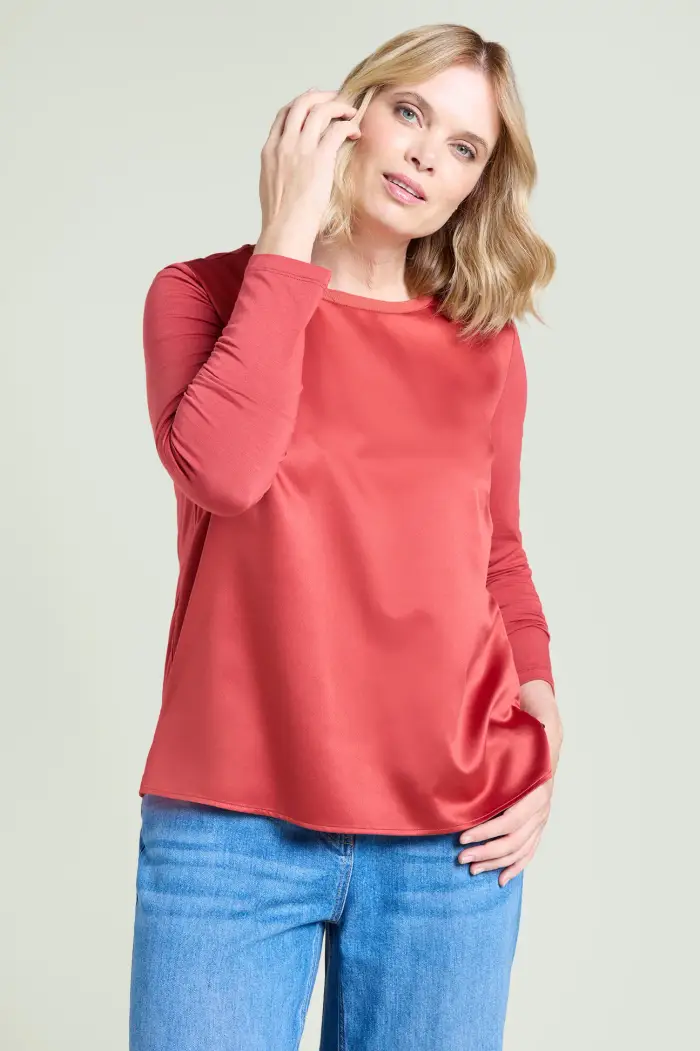 Luisa Viola T-SHIRT IN RASO E JERSEY Donna