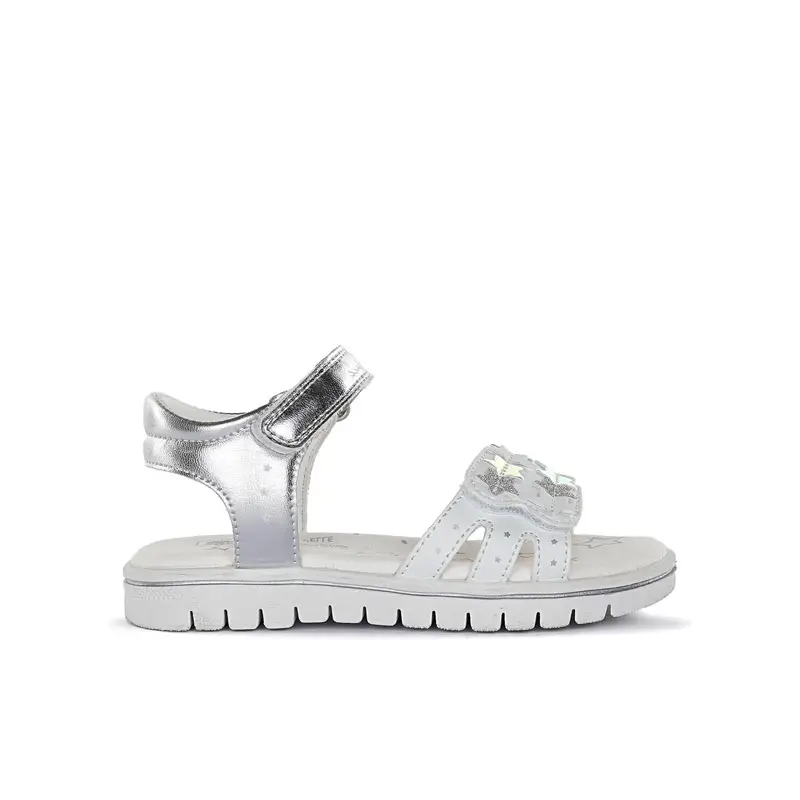 LUMBERJACK Sandali argento da bambina con strappi e dettaglio stelle