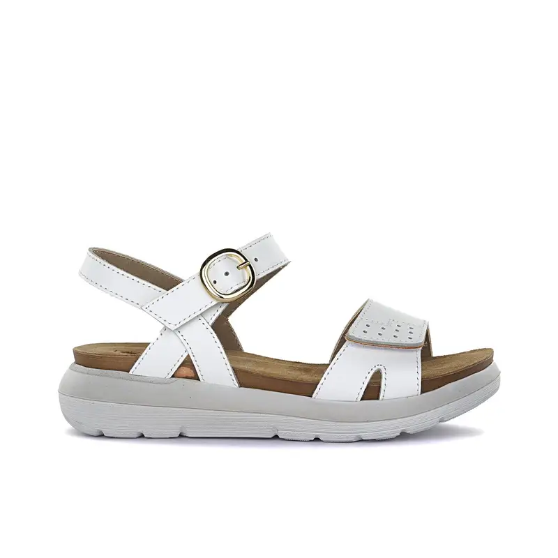 LUMBERJACK Sandali casual bianchi da donna in pelle con velcro