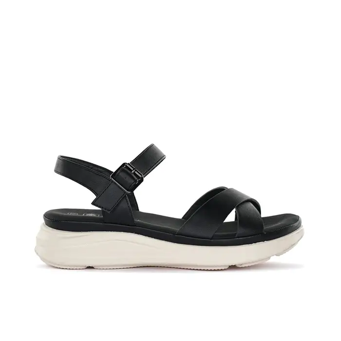 Sandali casual neri da donna con fibbia