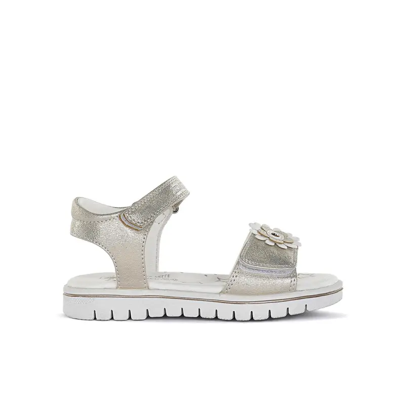 LUMBERJACK Sandali oro da bambina con strappi e dettaglio fiori