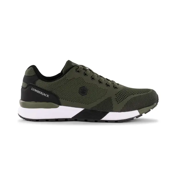 LUMBERJACK Sneakers verde militare da uomo con inserti in tessuto mesh