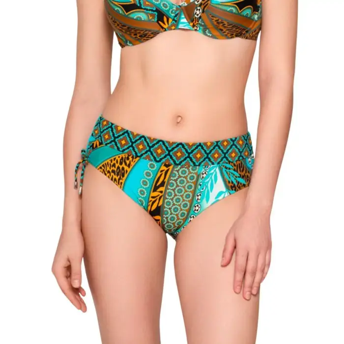 Luna Costume da bagno donna con bordi arricciati ai lati Jade Multicolore