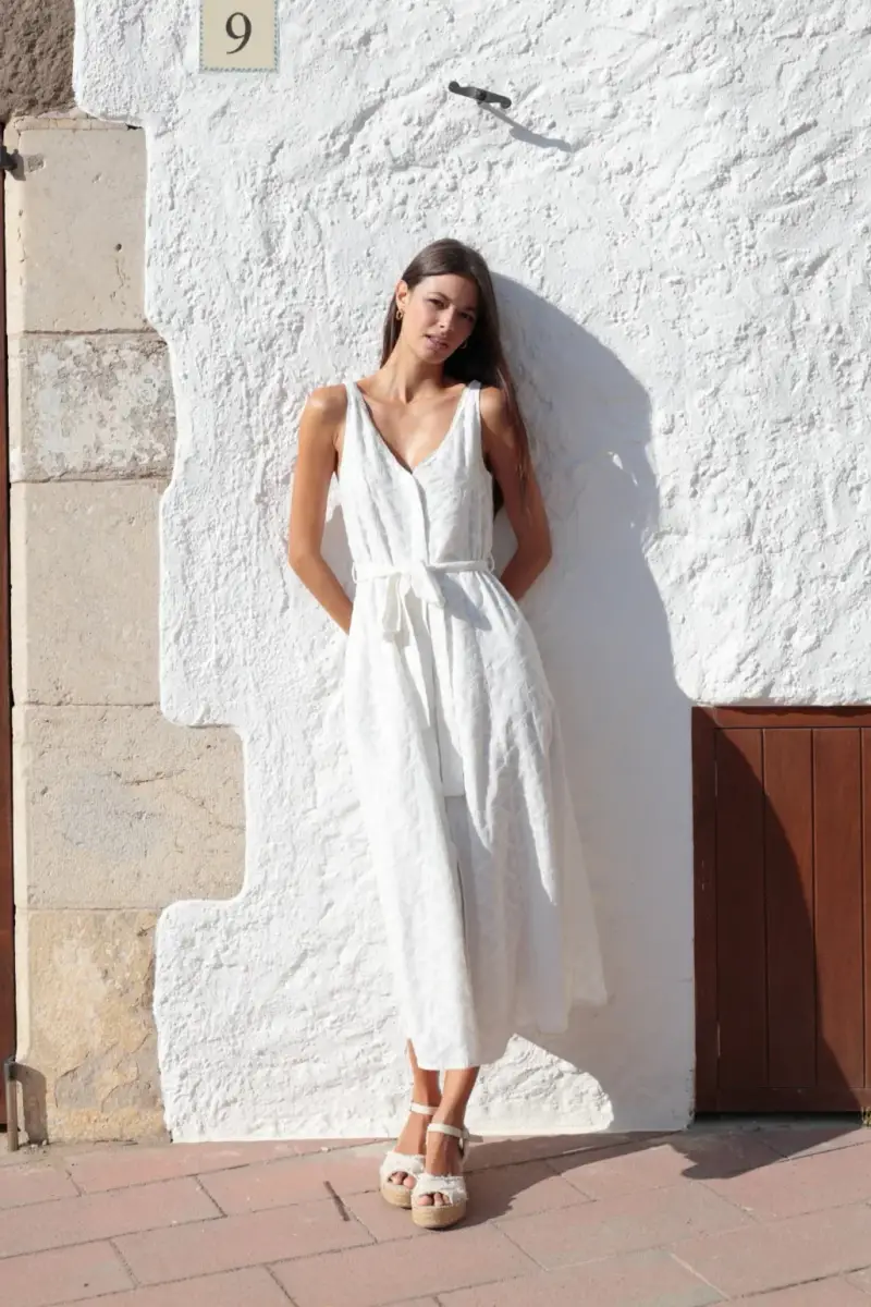 Luna LLena ABITO LUNGO SMANICATO | Colore Bianco