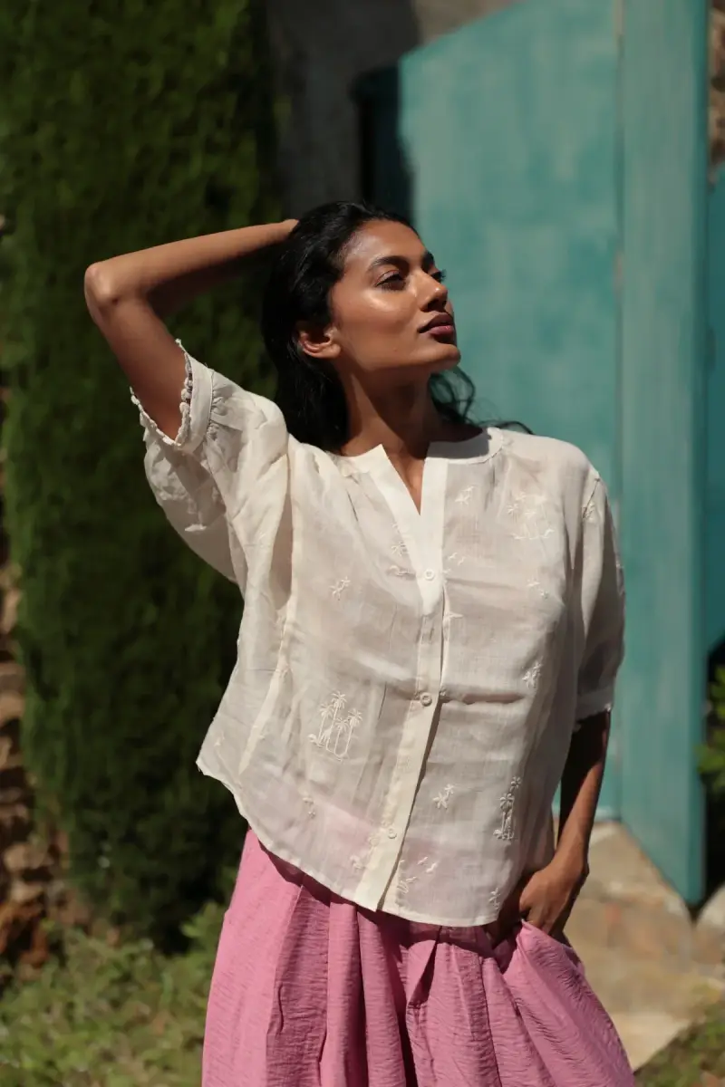 Luna LLena CAMICIA IN TESSUTO VEGETALE SOSTENIBILE | Colore Bianco