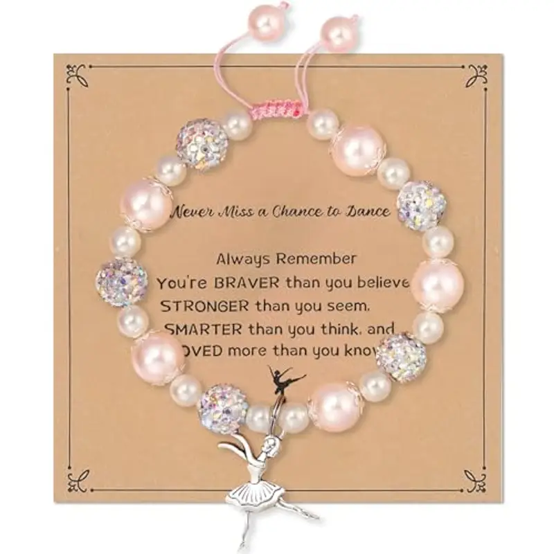 LXONTSG Dance Ragazze Bracciale, Ciondolo Ragazze Bracciale, Bracciale Perla Ragazze, Bracciale Donna Regolabile, Bracciale per Ragazze
