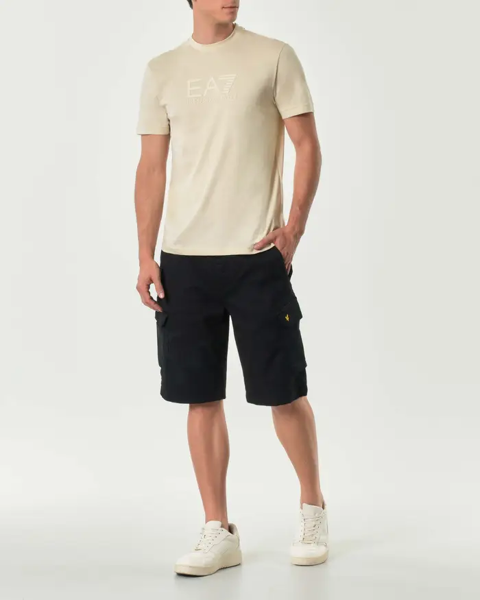 Lyle & Scott Bermuda cargo camouflage in gabardina di cotone stretch