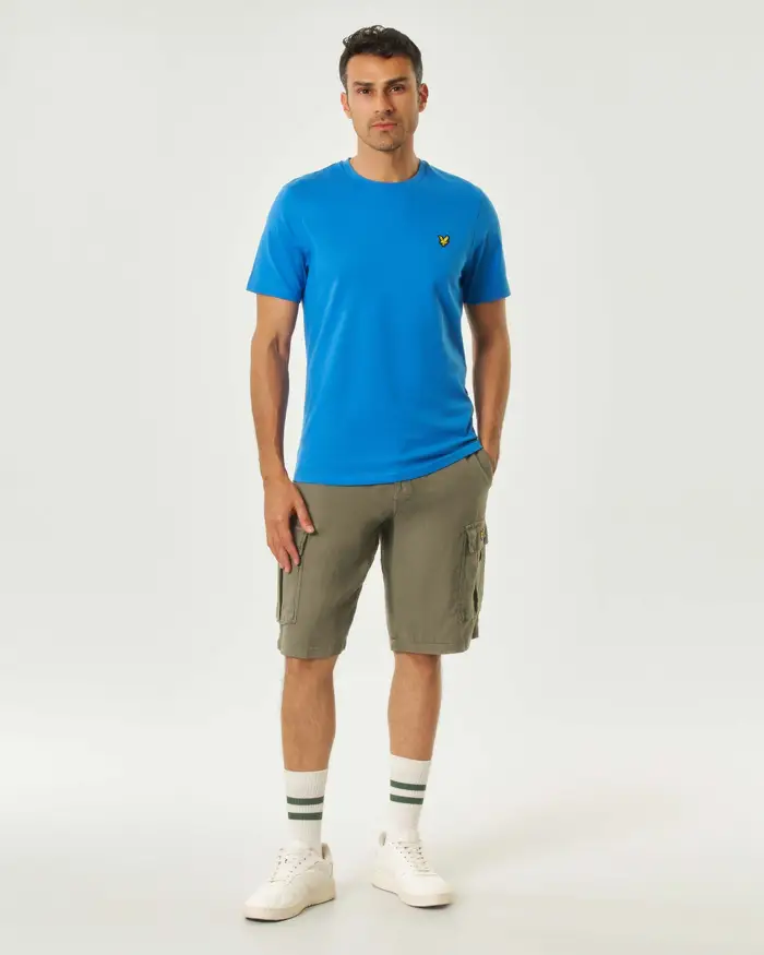 Lyle & Scott Bermuda cargo verde militare in puro lino
