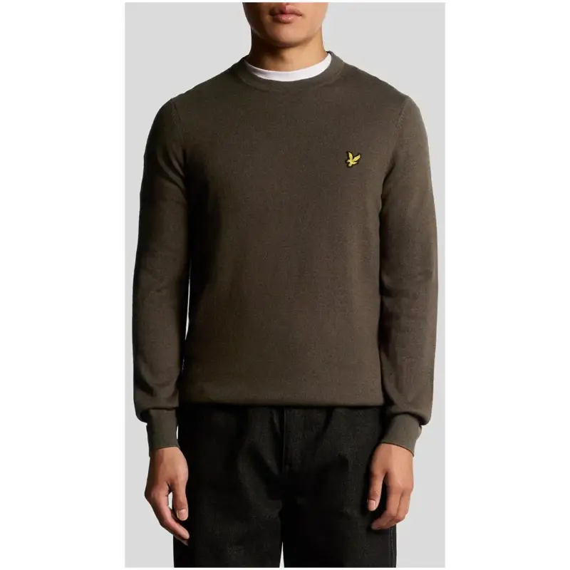 Lyle & Scott Maglia Uomo Girocollo Lana Merino e Cotone Nera - brown-1