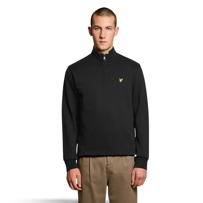 Lyle & Scott Maglione con 1/4 di zip Loopback Noir
