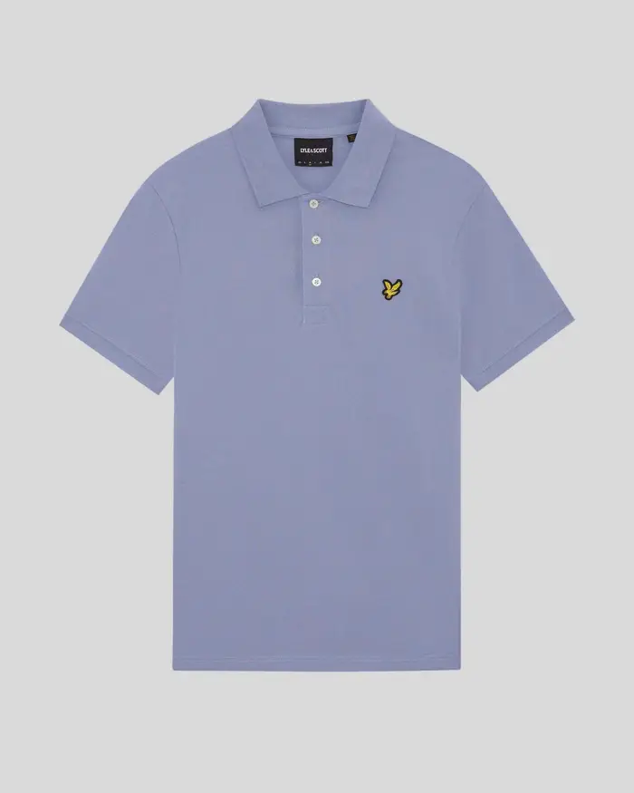 Lyle & Scott Polo lilla mezza manica in piqué di cotone stretch con logo aquila gialla ricamato sul petto