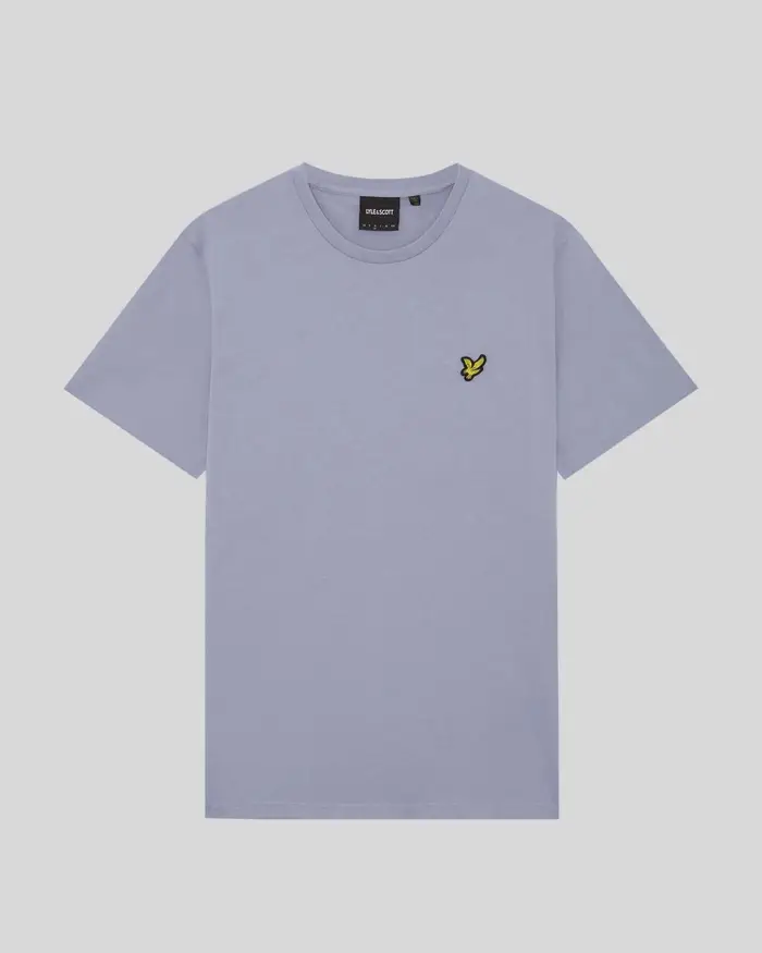 Lyle & Scott T-shirt mezza manica lilla in cotone con logo aquila gialla ricamata sul petto