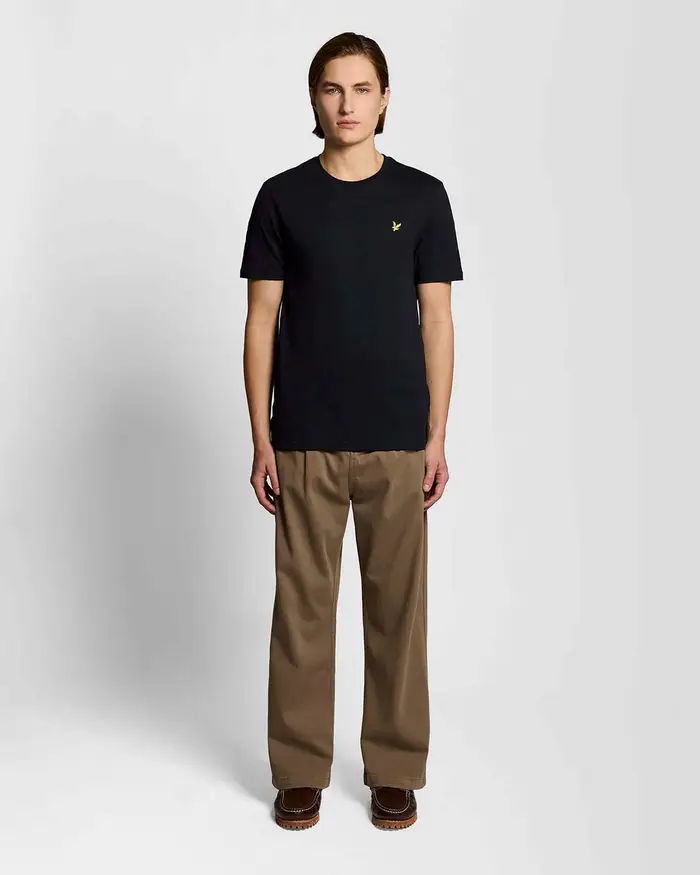 Lyle & Scott T-shirt mezza manica nera in puro cotone fiammato