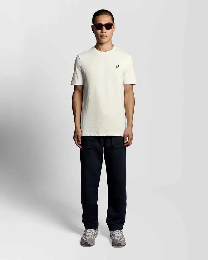 Lyle & Scott T-shirt mezza manica panna in puro cotone fiammato