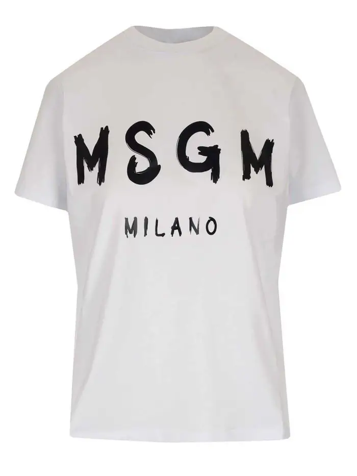 M S G M T-shirt logo bianca e nera Bianco