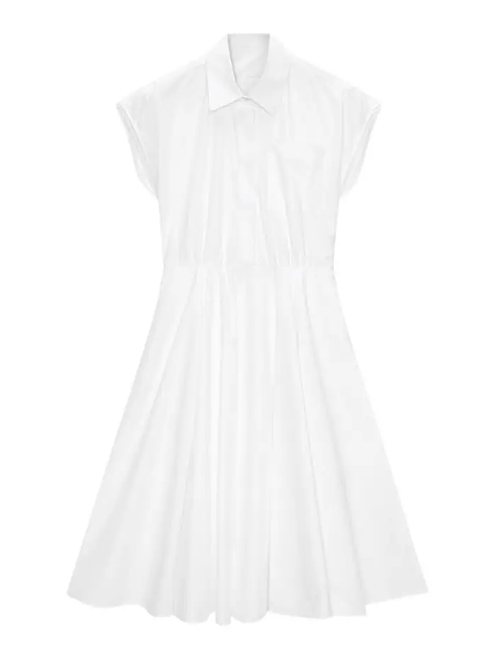 M S G M Vestito Midi In Cotone Bianco