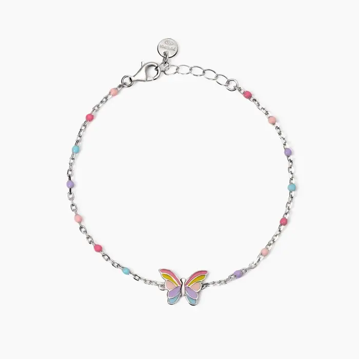 MABINA Bracciale Da Bambina Con Farfallina Smaltata In Argento