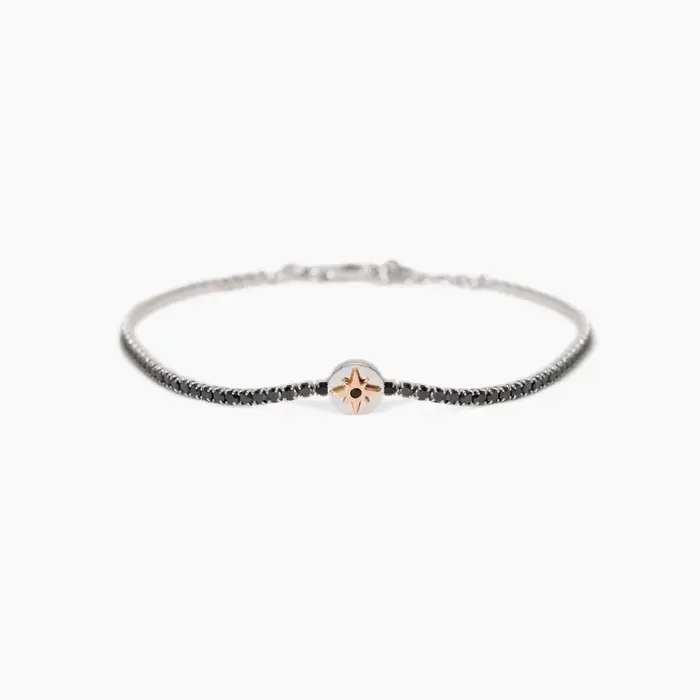 MABINA Bracciale Tennis In Argento 925 Zirconi Rosa Dei Venti