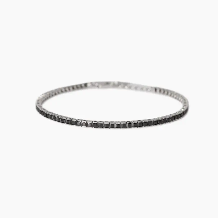 Bracciale Tennis Uomo Con Zirconi Neri - Mabina