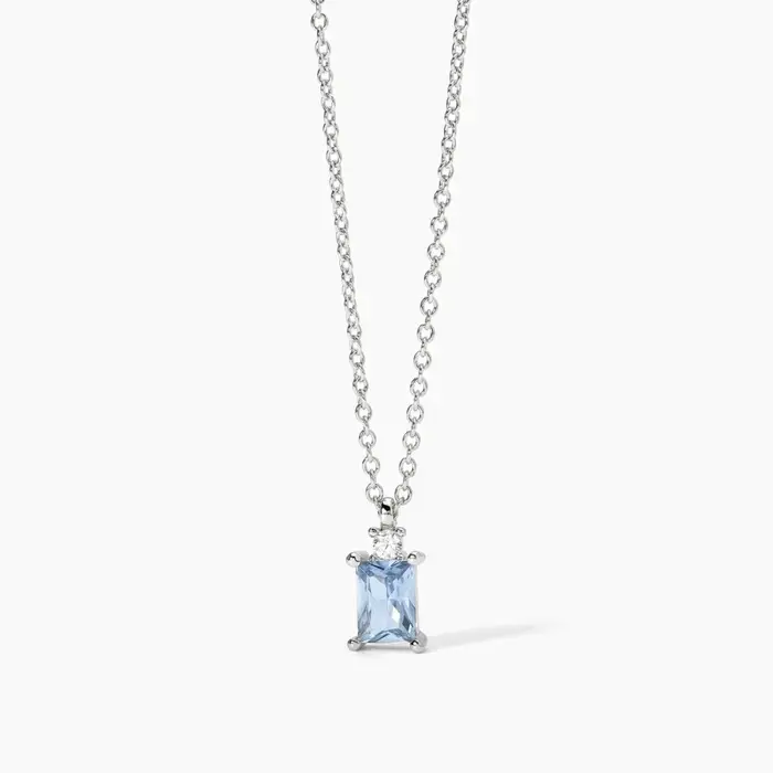 MABINA Collana In Argento 925 Con Acquamarina Sintetica