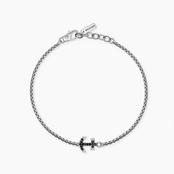 Mabina Gioielli Bracciale In Argento Placcato Oro Con Ancora Da Uomo Navy Rule