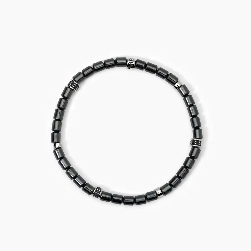 Mabina Gioielli Bracciale In Argento Con Cilindri Ematite Techno