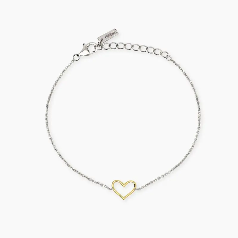 Mabina Gioielli Bracciale In Argento E Cuore In Oro 9k Filo D amore