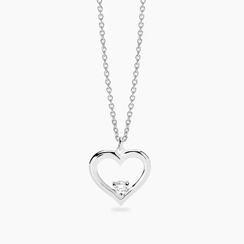Mabina Gioielli Girocollo Con Cuore E Diamante Lab-grown 0,075 Carati