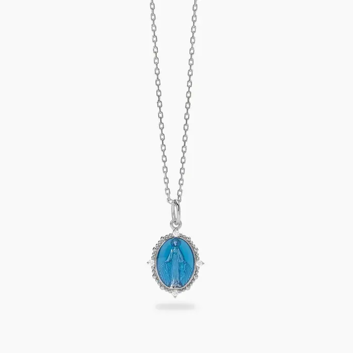 Mabina Gioielli Girocollo In Argento Dorato Con Madonnina Smaltata Rosa Lady Madonna