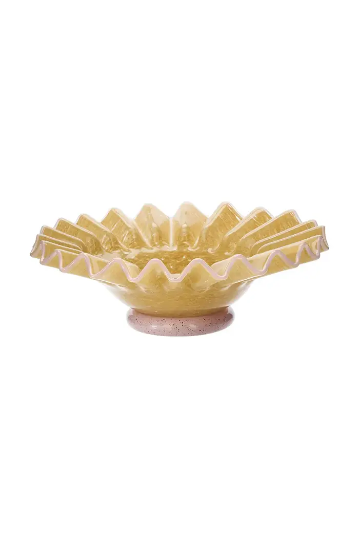 ciotola decorativa in vetro colorato 23 x 8 cm Giallo