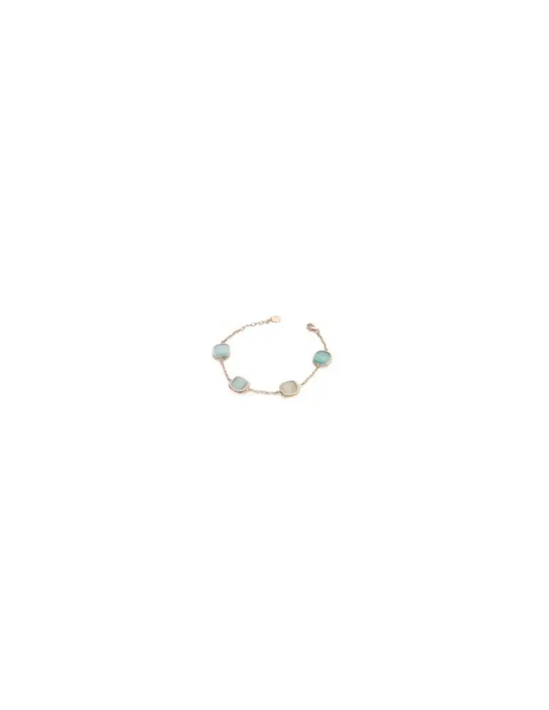 Madì Bracciale Laguna in argento 925 placcato oro rosa con quarzo idrotermale avorio e verde F_3926500