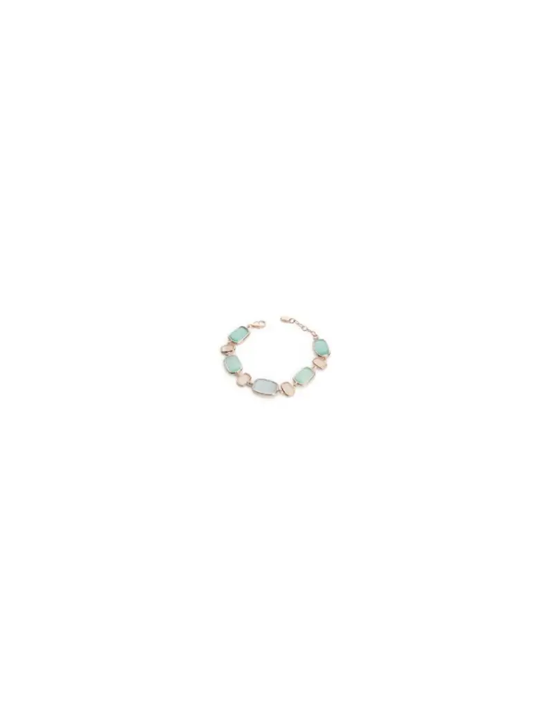 Madì Bracciale Laguna in argento 925 placcato oro rosa con quarzo idrotermale avorio e verde F_3926600