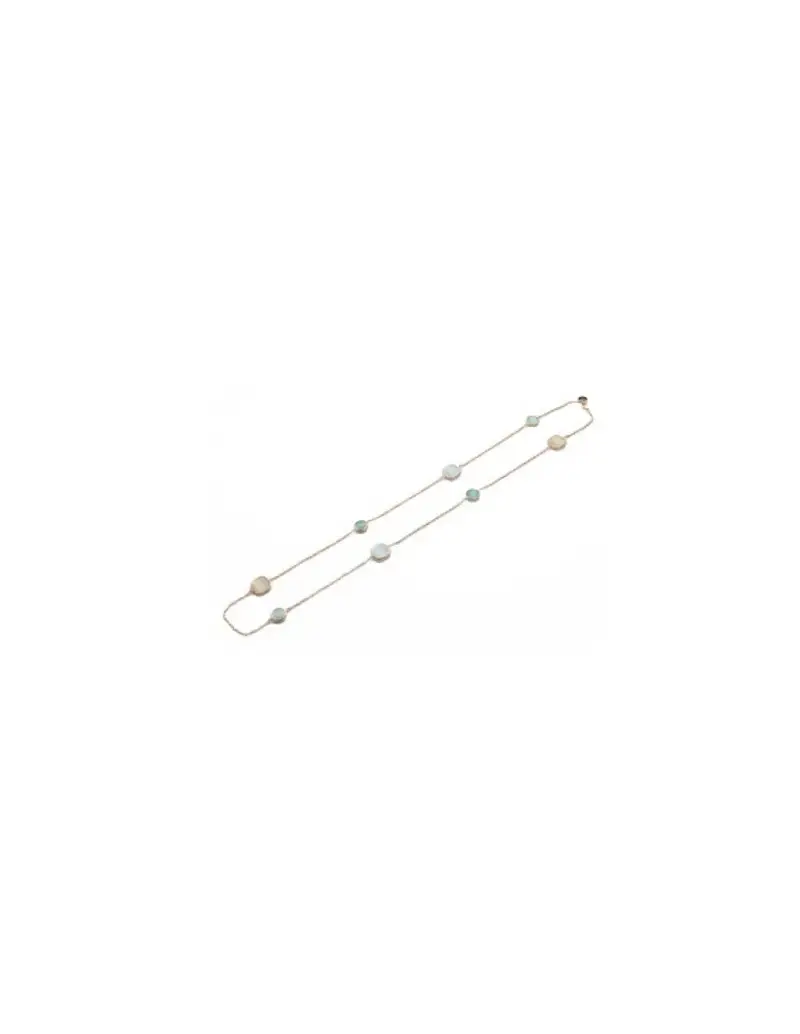 Madì Collana lunga Laguna in argento 925 placcato oro rosa con quarzo idrotermale avorio e verde F_3926700