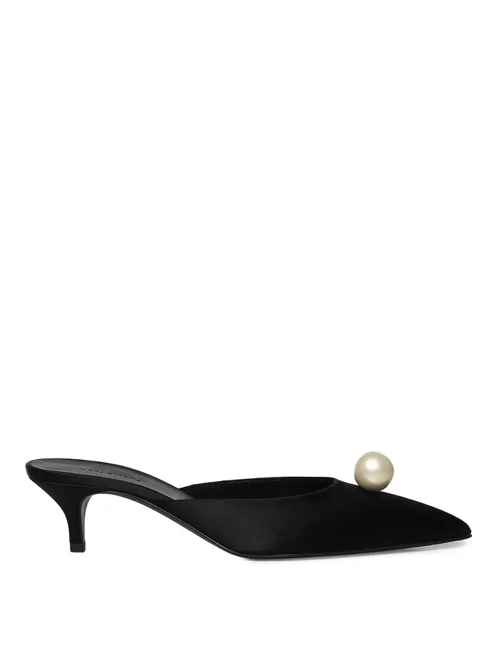 Magda Butrym Sabot In Raso Con Perle Nero