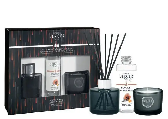 Maison berger paris Set regalo diffusore di aromi Variation Black Velvet of Orient 90 ml + candela 80 g