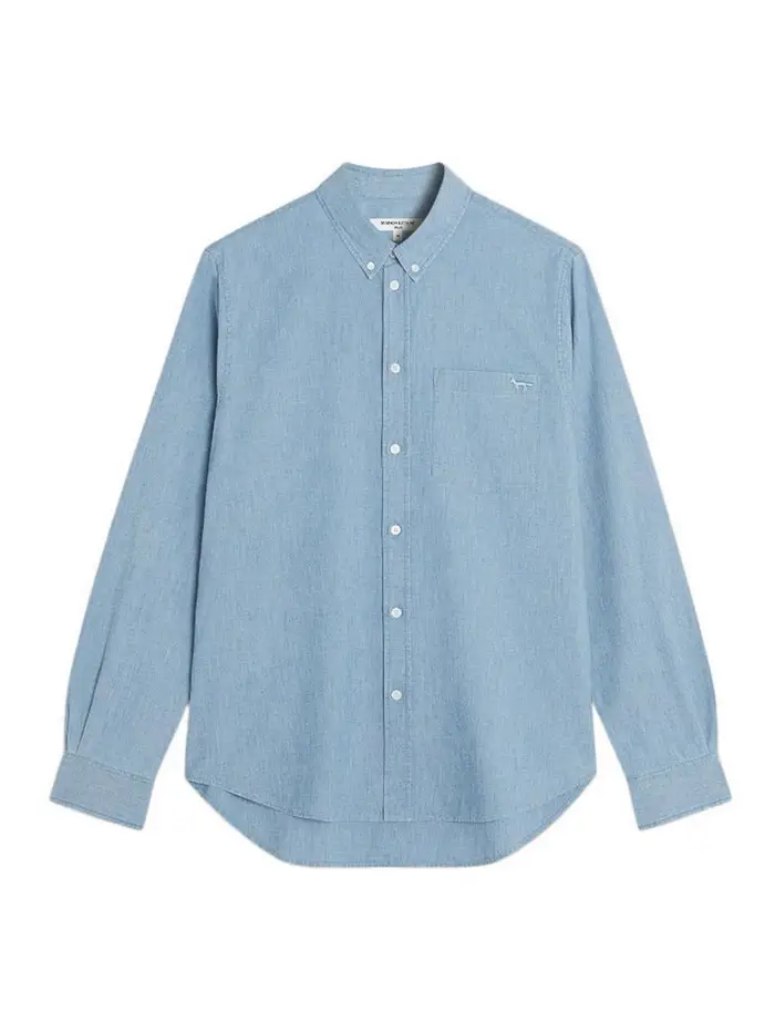 Maison Kitsuné Camicia in cotone Profile Fox Azzurro