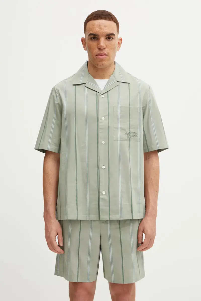 Maison Kitsuné camicia Resort uomo colore verde OM00421WC5029