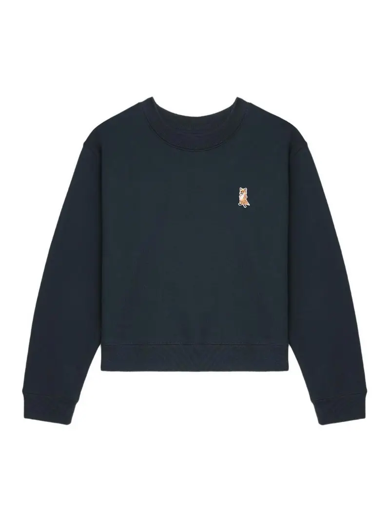 Maison Kitsuné Felpa corta in cotone Lady Fox Blu