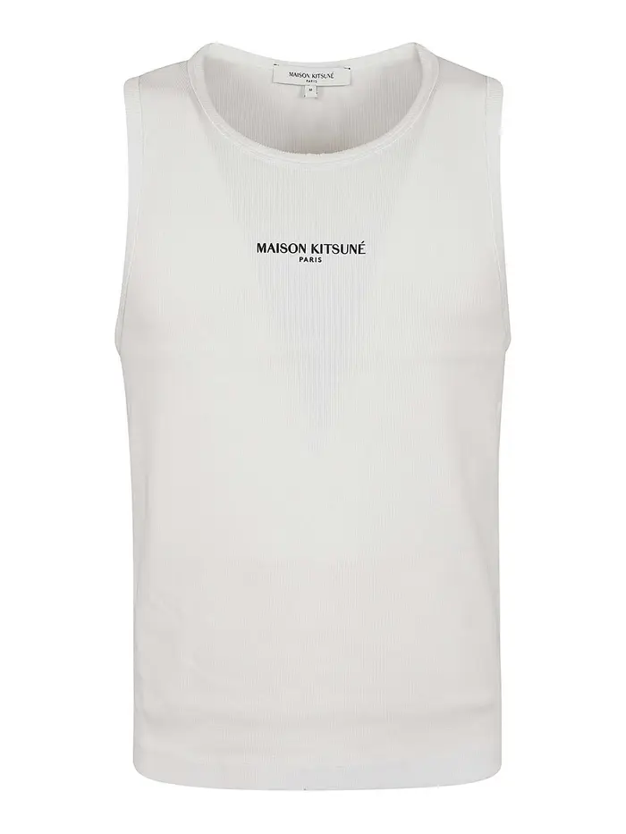 Maison Kitsuné Maison kitsun paris ribbed tank top Bianco
