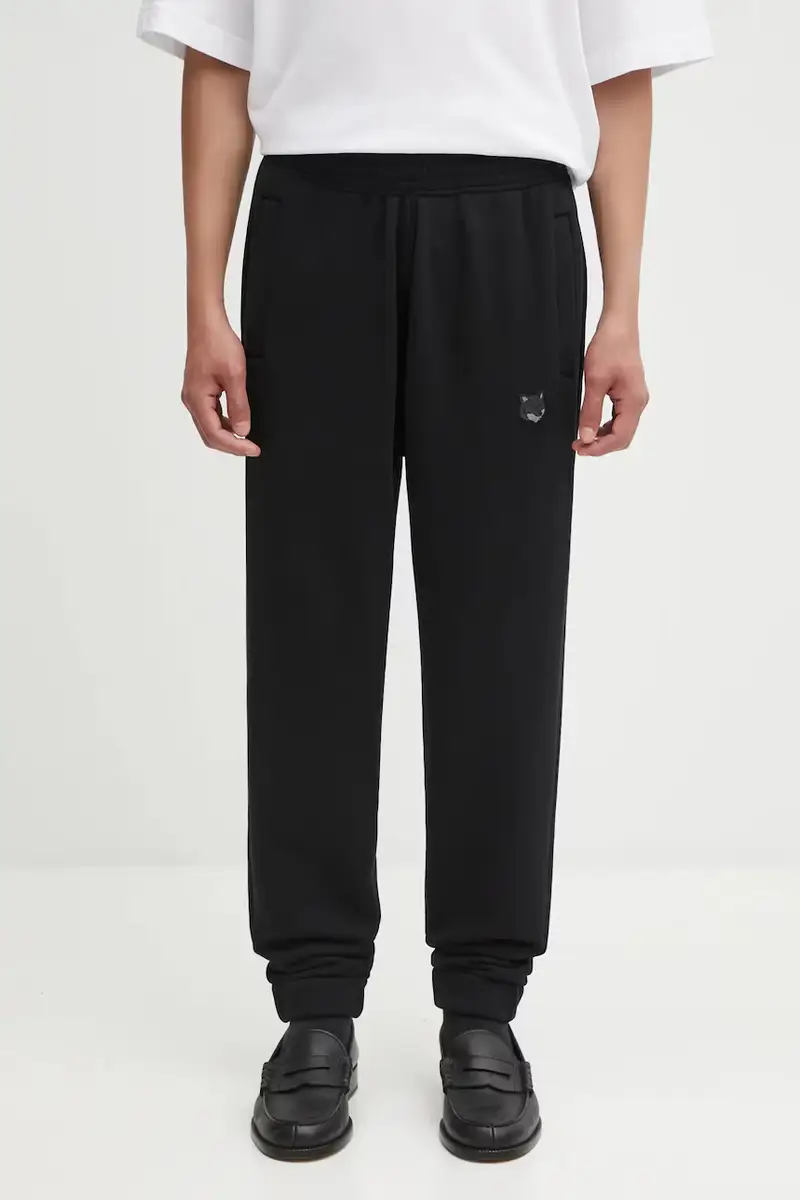 Maison Kitsuné pantaloni tuta di cotone Bold Fox Head Patch Comfort uomo colore nero MM01125KM0321