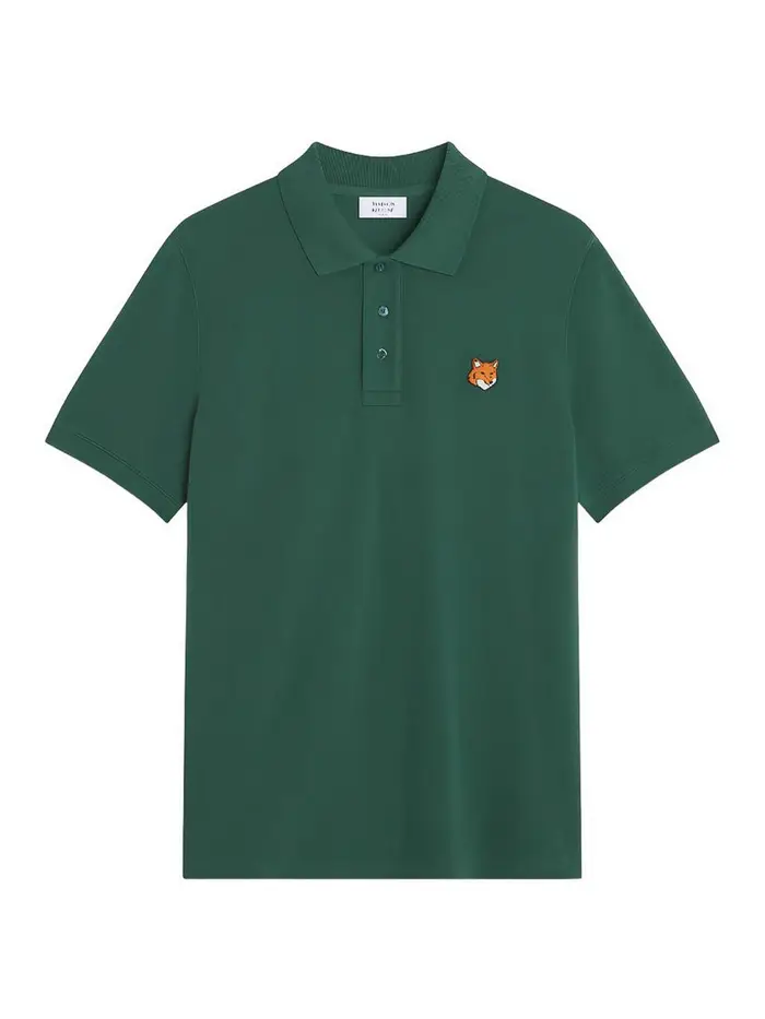 Maison Kitsuné Polo in cotone con testa di volpe Verde