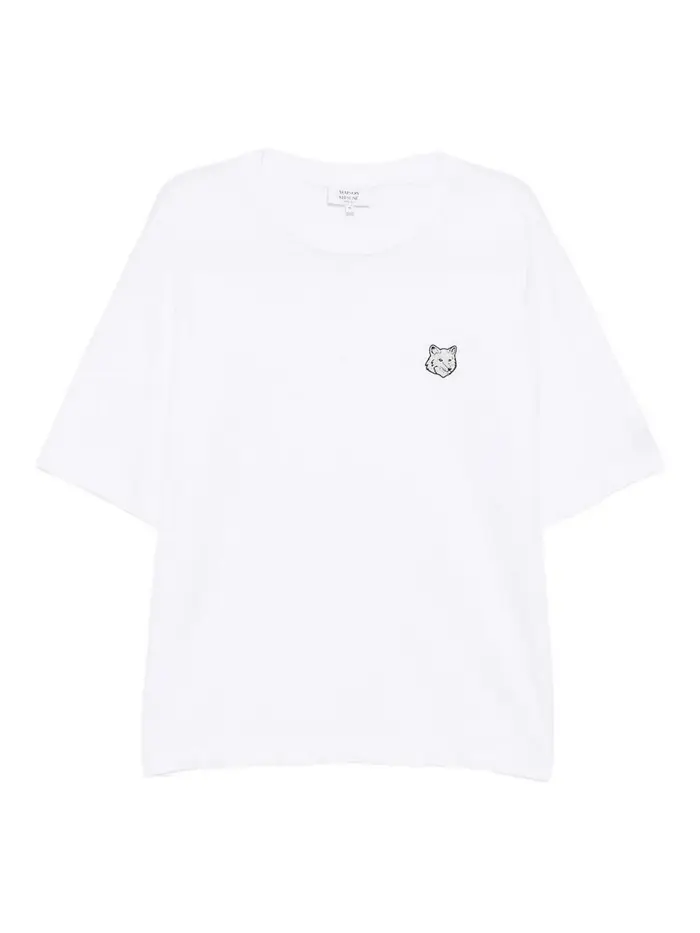Maison Kitsuné T-shirt bianca in cotone con logo Bianco