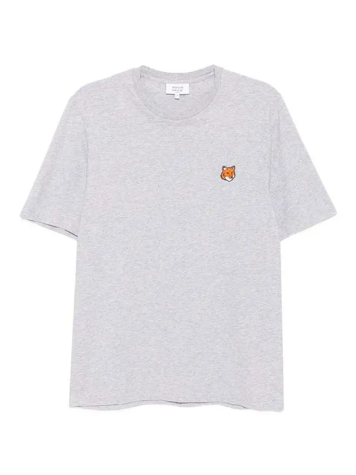 Maison Kitsuné T-shirt in cotone con testa di volpe Grigio