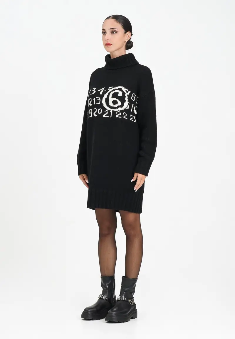 MAISON MARGIELA Abito corto nero per donna e ragazza con maxi logo