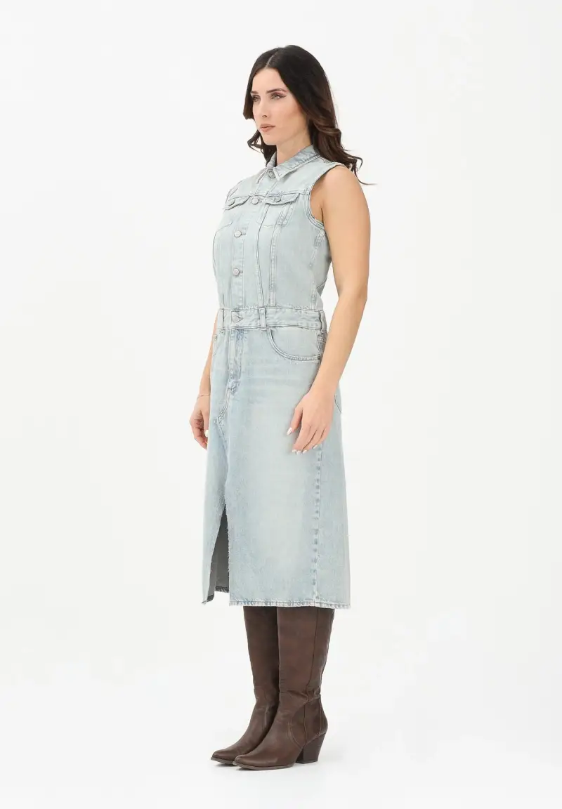 MAISON MARGIELA Abito midi in denim chiaro per donna, ragazze e bambine