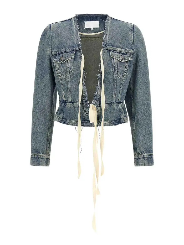Maison Margiela Giacca in denim con orlo a taglio vivo Azzurro