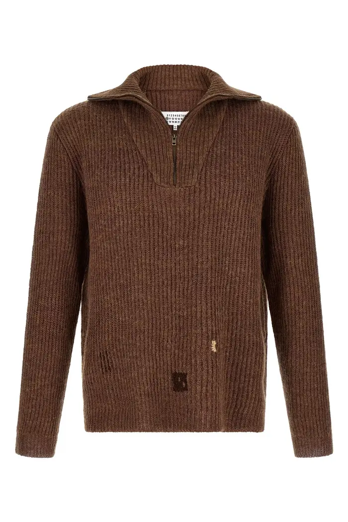 MAISON MARGIELA Maglia Rammendi Marrone