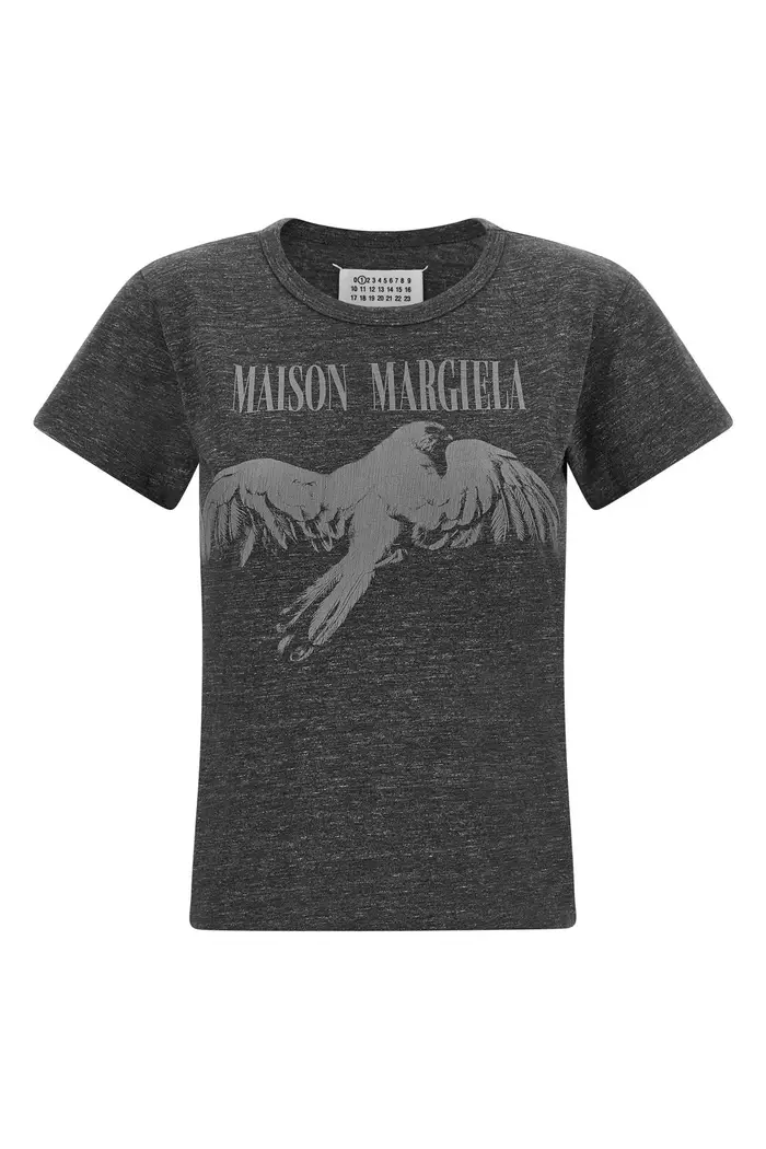 MAISON MARGIELA T-Shirt Stampa Grafica Grigio