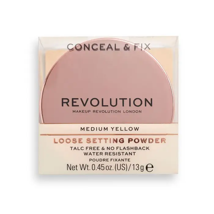 Makeup Revolution Corregge e Fissa Cipria Vegana in Polvere Giallo Medio 13 g